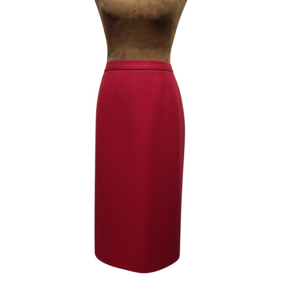 Michele Wool Pencil Skirt Vintage Red Women's Size 25" Waist Lined Midi